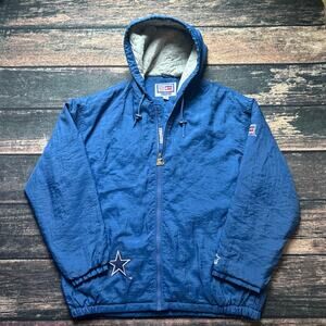 Vintage DALLAS COWBOYS Jacket Mens Blue Starter NFL Pro Line Full Zip XL